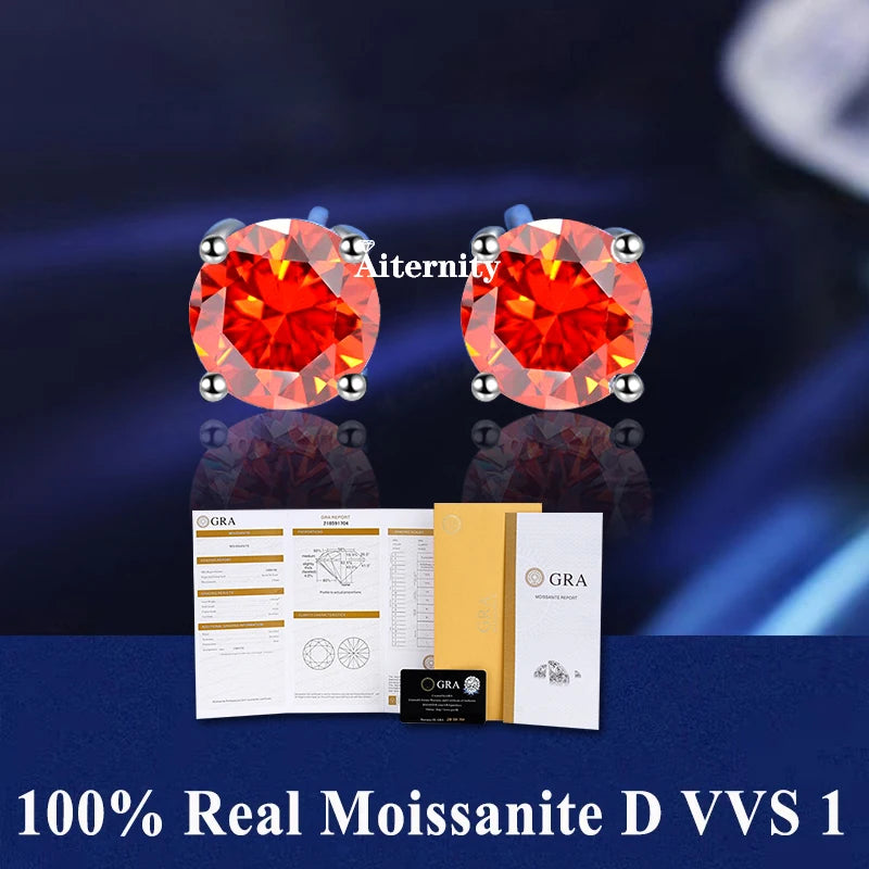 HOT GRA Moissanite Stud Earrings S925 Silver Platinum And Gold Plating 2 Certificates Pass Diamond Tester For Women Fine Jewelry