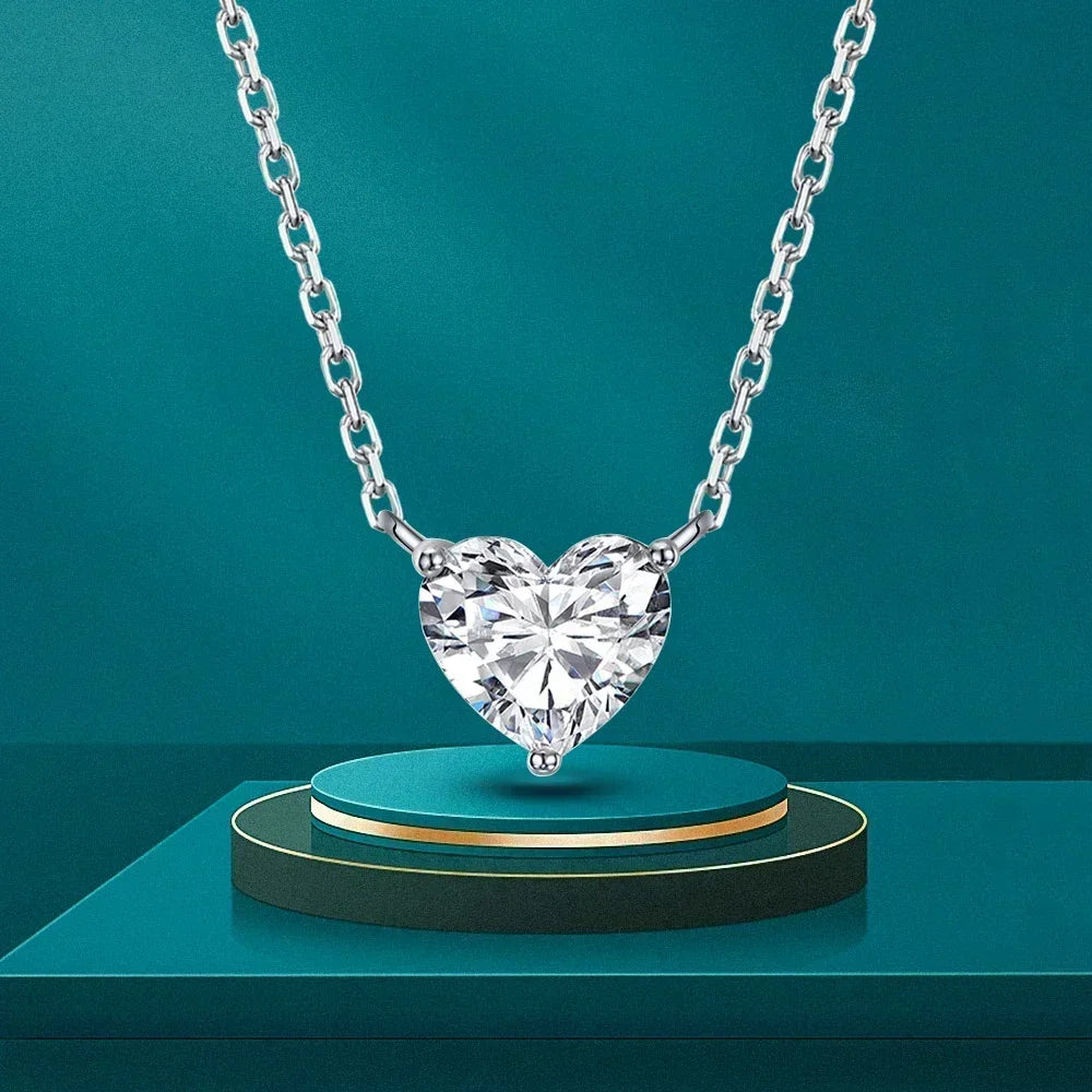 2/4/6carat Heart Cut Moissanite Pendant Necklace for Women S925 Silver D Color Solitaire Diamond Neck Chain with Certificate