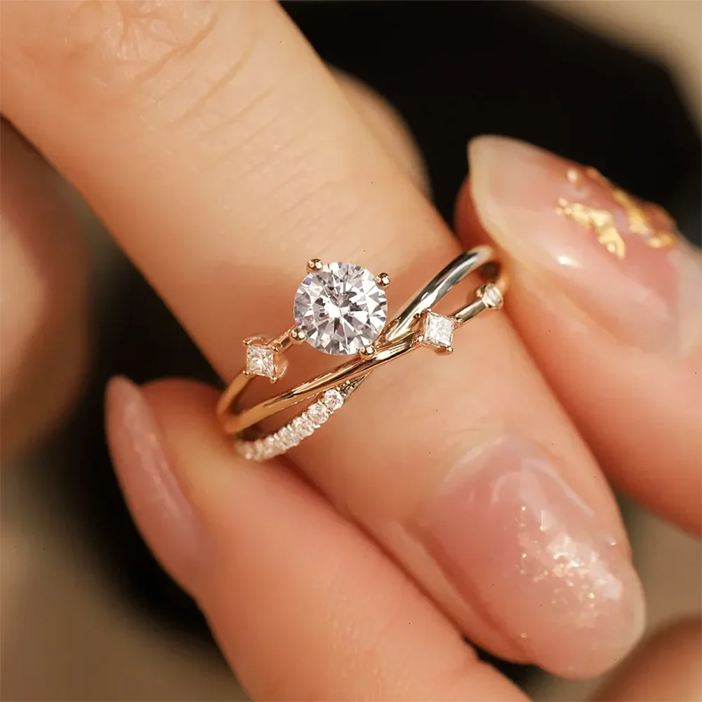 1Carat Real Moissanite Diamond Engagement rings With Certificate S925 Silver Shooting Star Wedding Ring for Women Fine Jewelry