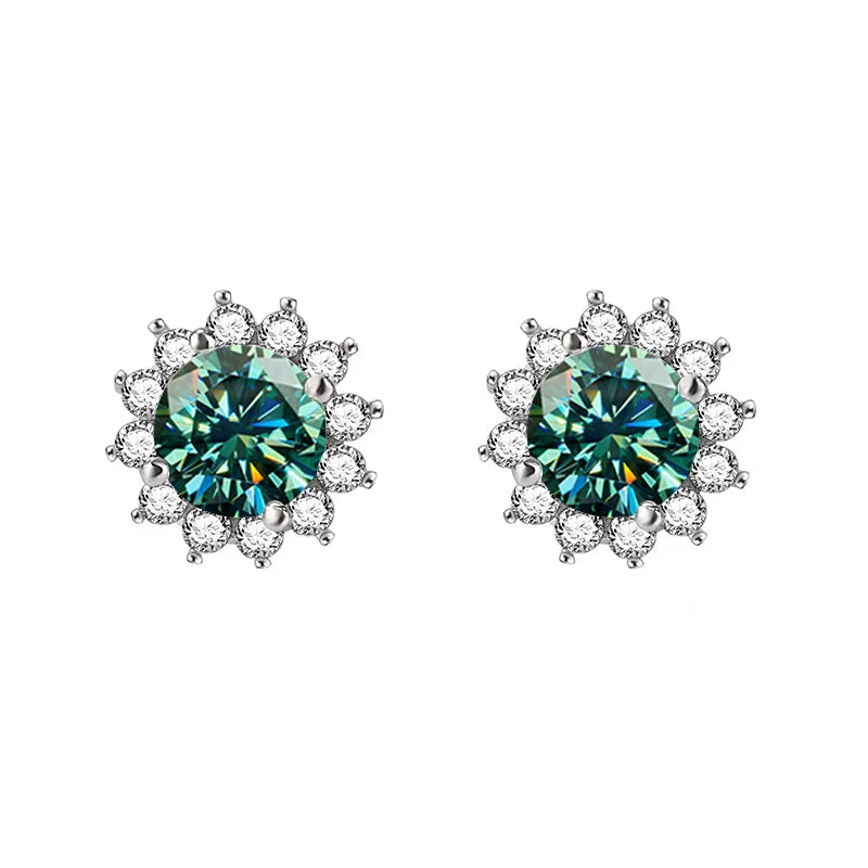 GRA Luxury Female S925 Silver Crystal Fashion Zircon Stone Earrings For Women Quality Jewelry Gift With Box Double Stud Earrings