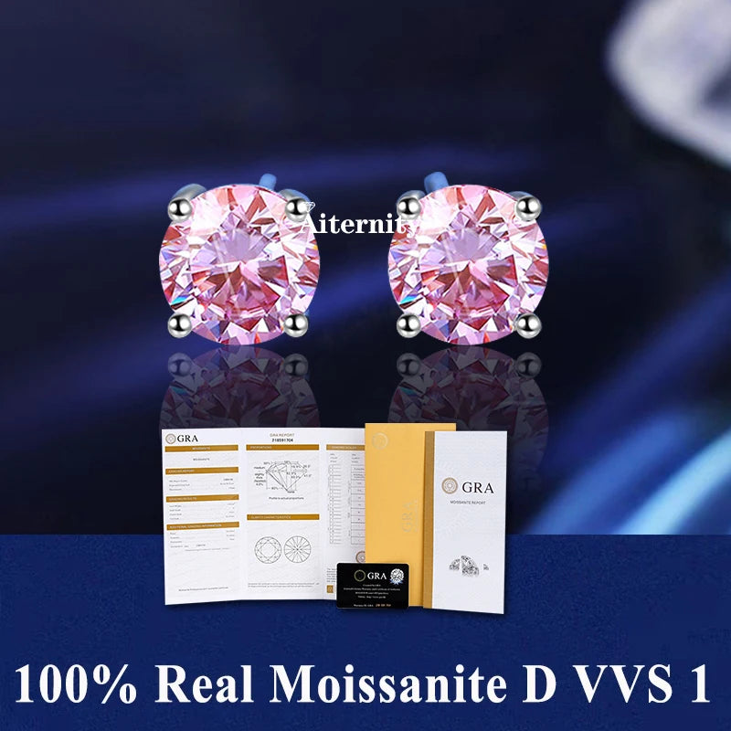 HOT GRA Moissanite Stud Earrings S925 Silver Platinum And Gold Plating 2 Certificates Pass Diamond Tester For Women Fine Jewelry