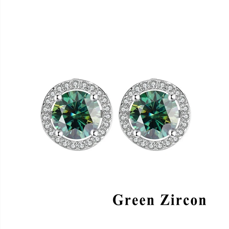 GRA Luxury Female S925 Silver Crystal Fashion Zircon Stone Earrings For Women Quality Jewelry Gift With Box Double Stud Earrings