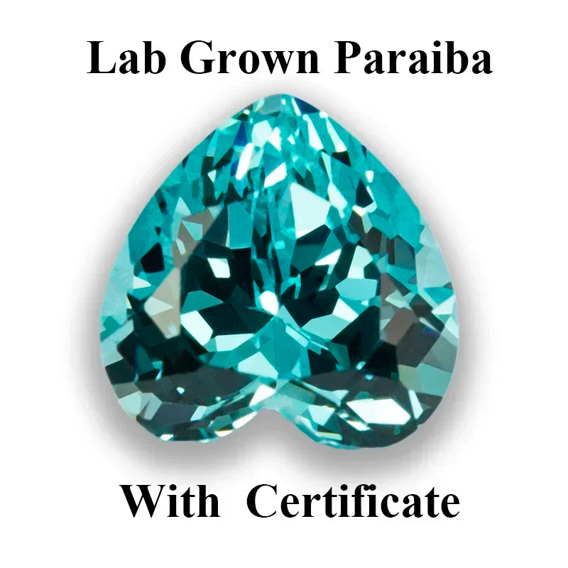 Heart Shape Lab Grown Paraiba VVS1 Stone for Charms Diy Advanced Jewelry Making Bracelet Materials Selectable AGL Certificate