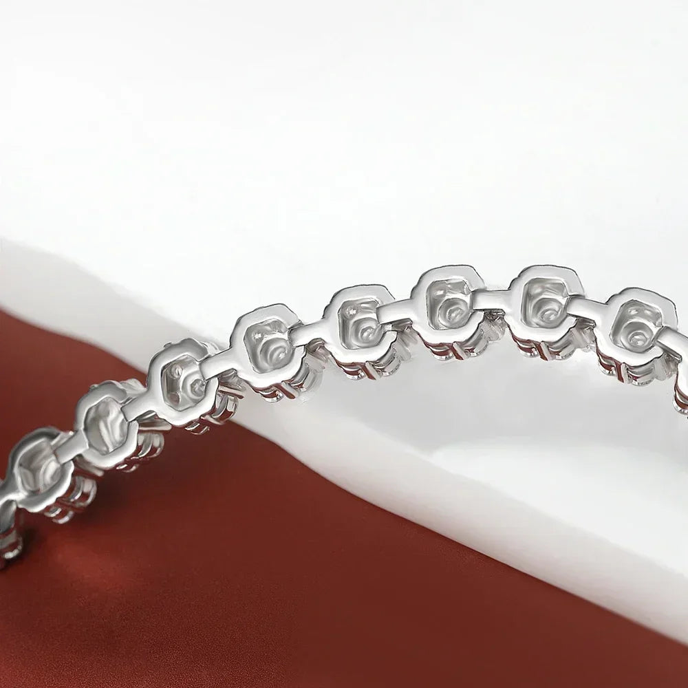 Full Moissanite Diamond Tennis Bracelet With Gra Certificate Flower Shape Bracelets For Women 925 Sterling Silver Fine Jewelry