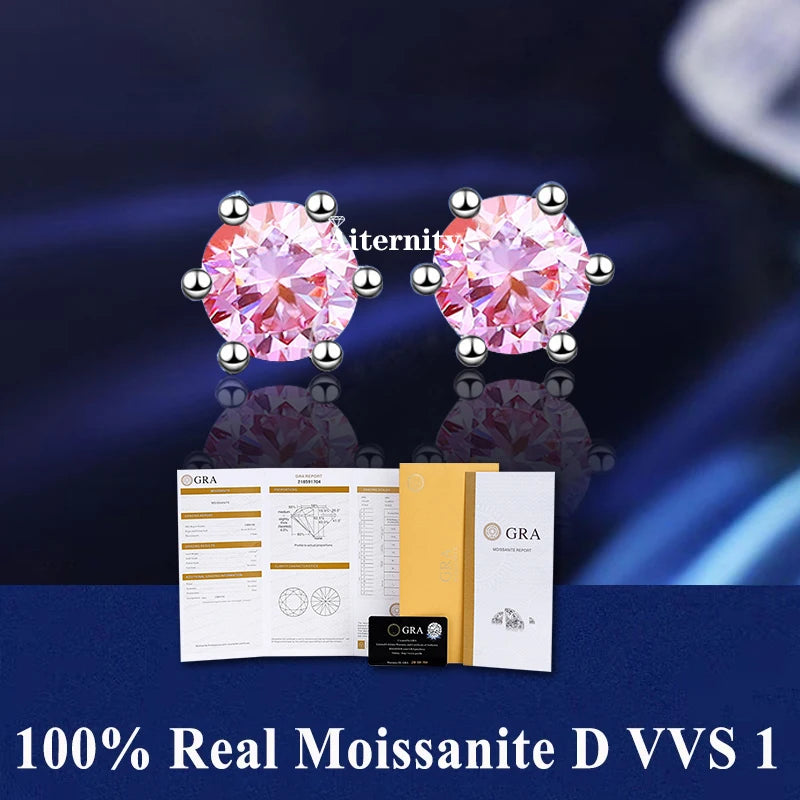 HOT GRA Moissanite Stud Earrings S925 Silver Platinum And Gold Plating 2 Certificates Pass Diamond Tester For Women Fine Jewelry