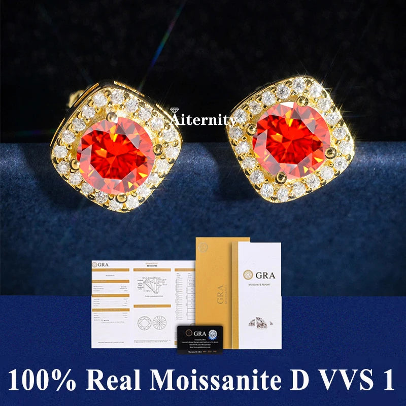 HOT GRA Moissanite Stud Earrings S925 Silver Platinum And Gold Plating 2 Certificates Pass Diamond Tester For Women Fine Jewelry