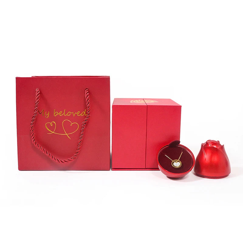I Love You Necklace With Rose Gifts Box 100 Languages Projection Pendant Jewelry For Girlfriend 2023 New In Romantic Accessories
