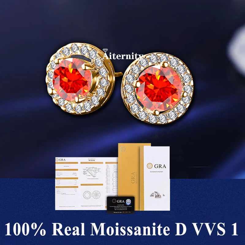 HOT GRA Moissanite Stud Earrings S925 Silver Platinum And Gold Plating 2 Certificates Pass Diamond Tester For Women Fine Jewelry