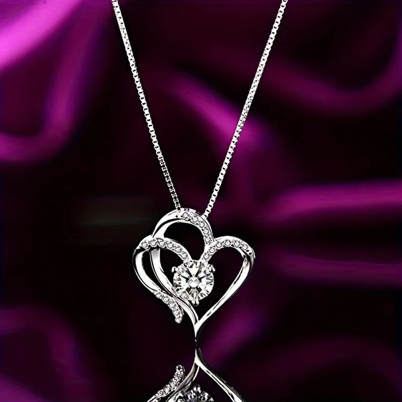 Elegant Heart Zircon Necklace With Luxury Rose Gift Box For Women Wedding Valentine's Day Gift 2024 New In Jewelry