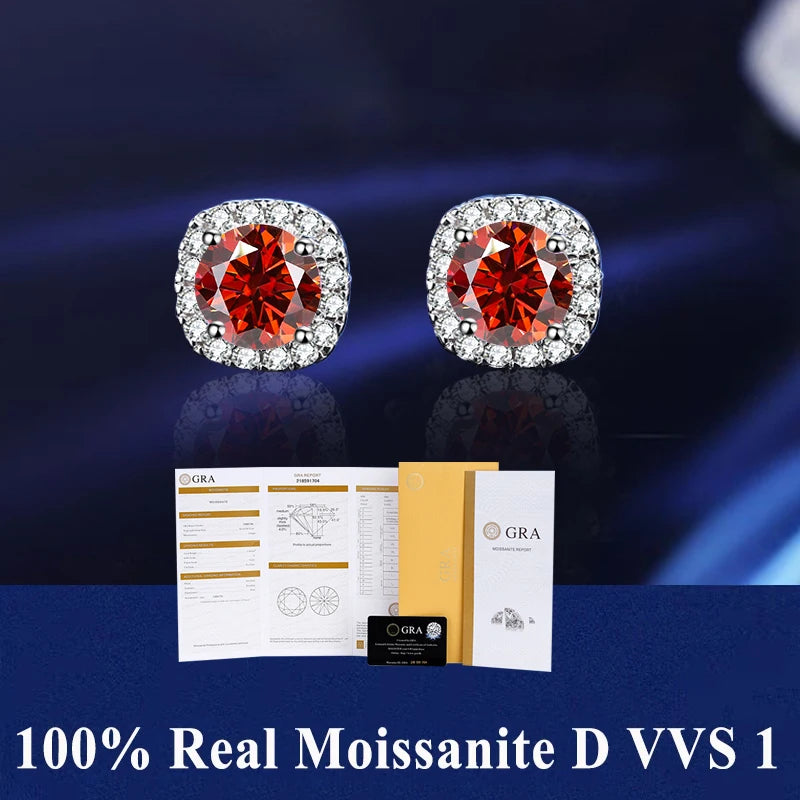 HOT GRA Moissanite Stud Earrings S925 Silver Platinum And Gold Plating 2 Certificates Pass Diamond Tester For Women Fine Jewelry