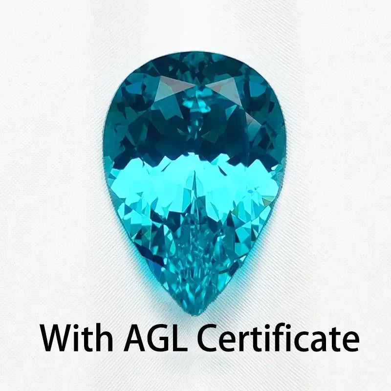 Lab Grown Paraiba Gemstones Pear Shape Top Quality Charm Beads for Diy Jewelry Rings Making Material Selectable AGL Certificate
