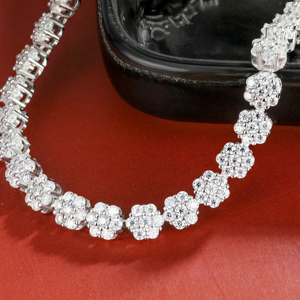 Full Moissanite Diamond Tennis Bracelet With Gra Certificate Flower Shape Bracelets For Women 925 Sterling Silver Fine Jewelry