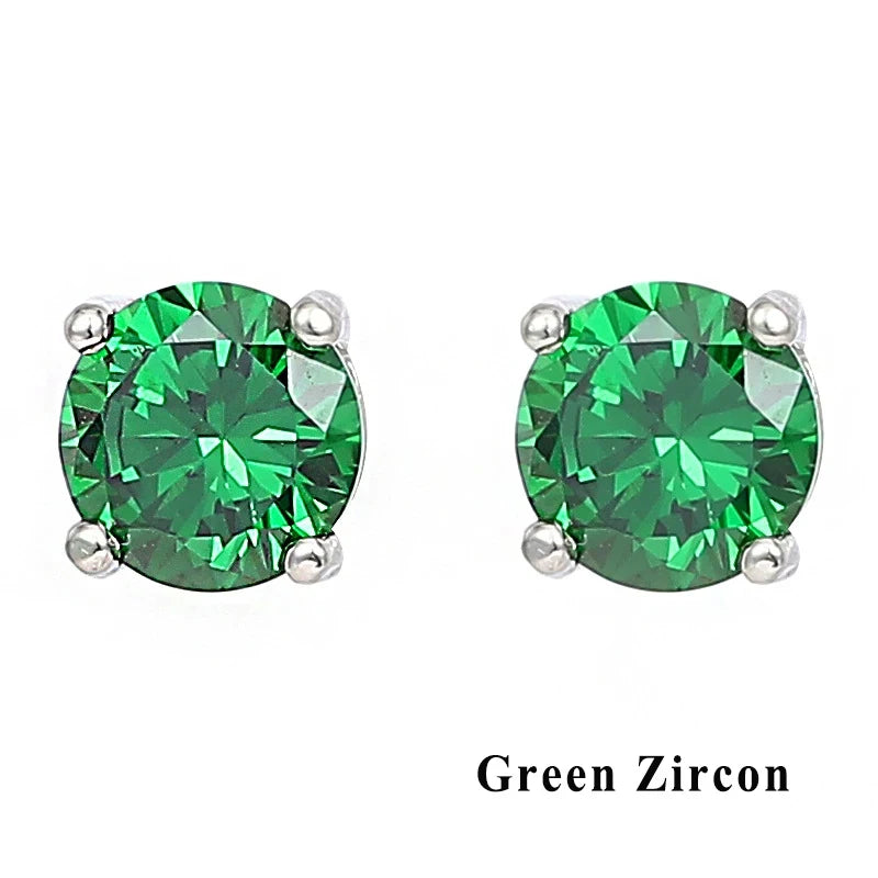 GRA Luxury Female S925 Silver Crystal Fashion Zircon Stone Earrings For Women Quality Jewelry Gift With Box Double Stud Earrings