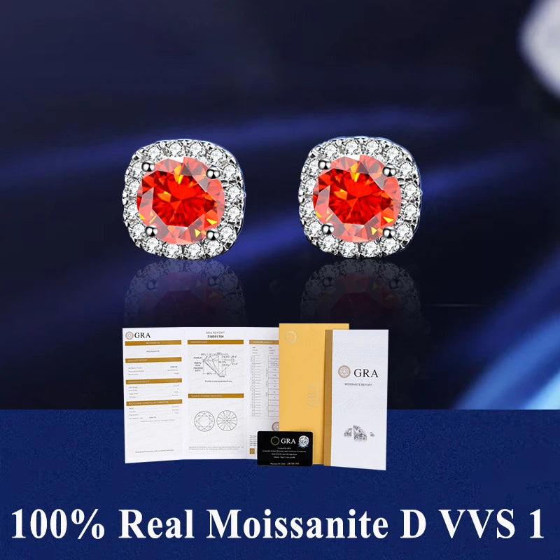 HOT GRA Moissanite Stud Earrings S925 Silver Platinum And Gold Plating 2 Certificates Pass Diamond Tester For Women Fine Jewelry