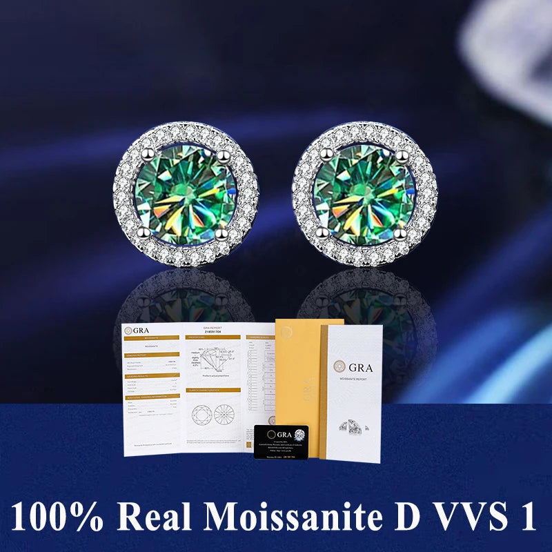 HOT GRA Moissanite Stud Earrings S925 Silver Platinum And Gold Plating 2 Certificates Pass Diamond Tester For Women Fine Jewelry