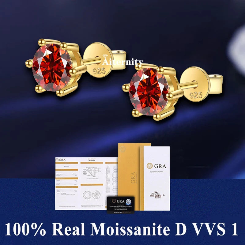 HOT GRA Moissanite Stud Earrings S925 Silver Platinum And Gold Plating 2 Certificates Pass Diamond Tester For Women Fine Jewelry