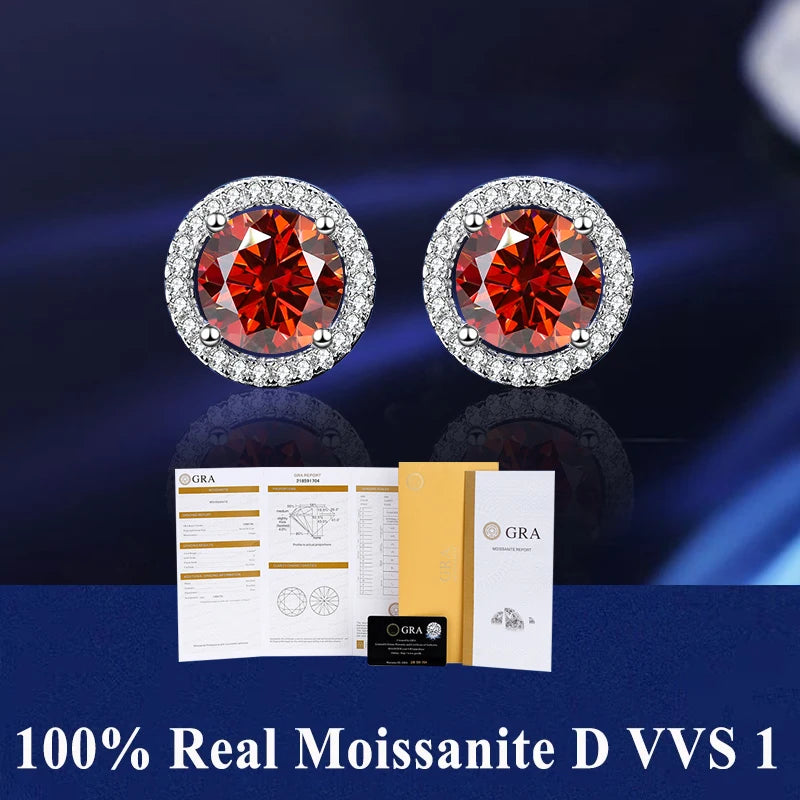 HOT GRA Moissanite Stud Earrings S925 Silver Platinum And Gold Plating 2 Certificates Pass Diamond Tester For Women Fine Jewelry