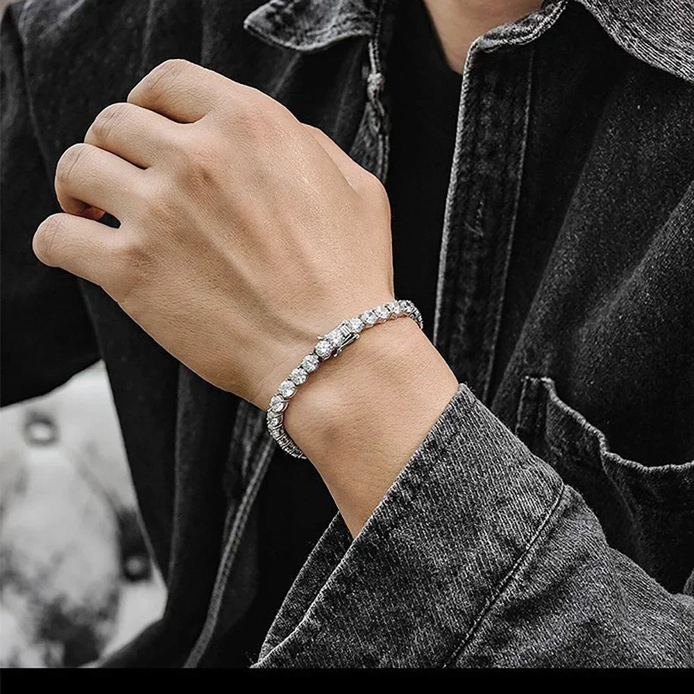 3/5/6.5mm Full Moissanite Diamond Tennis Bracelet with Gra Certificate 925 Sterling Silver Bracelets for Women Men Fine Jewelry