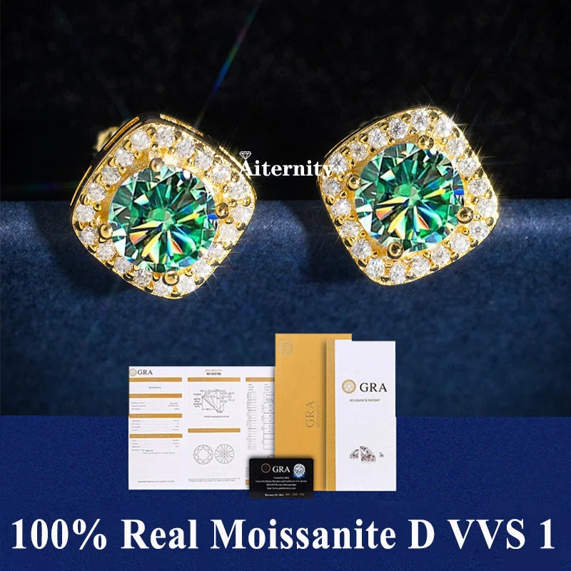 HOT GRA Moissanite Stud Earrings S925 Silver Platinum And Gold Plating 2 Certificates Pass Diamond Tester For Women Fine Jewelry