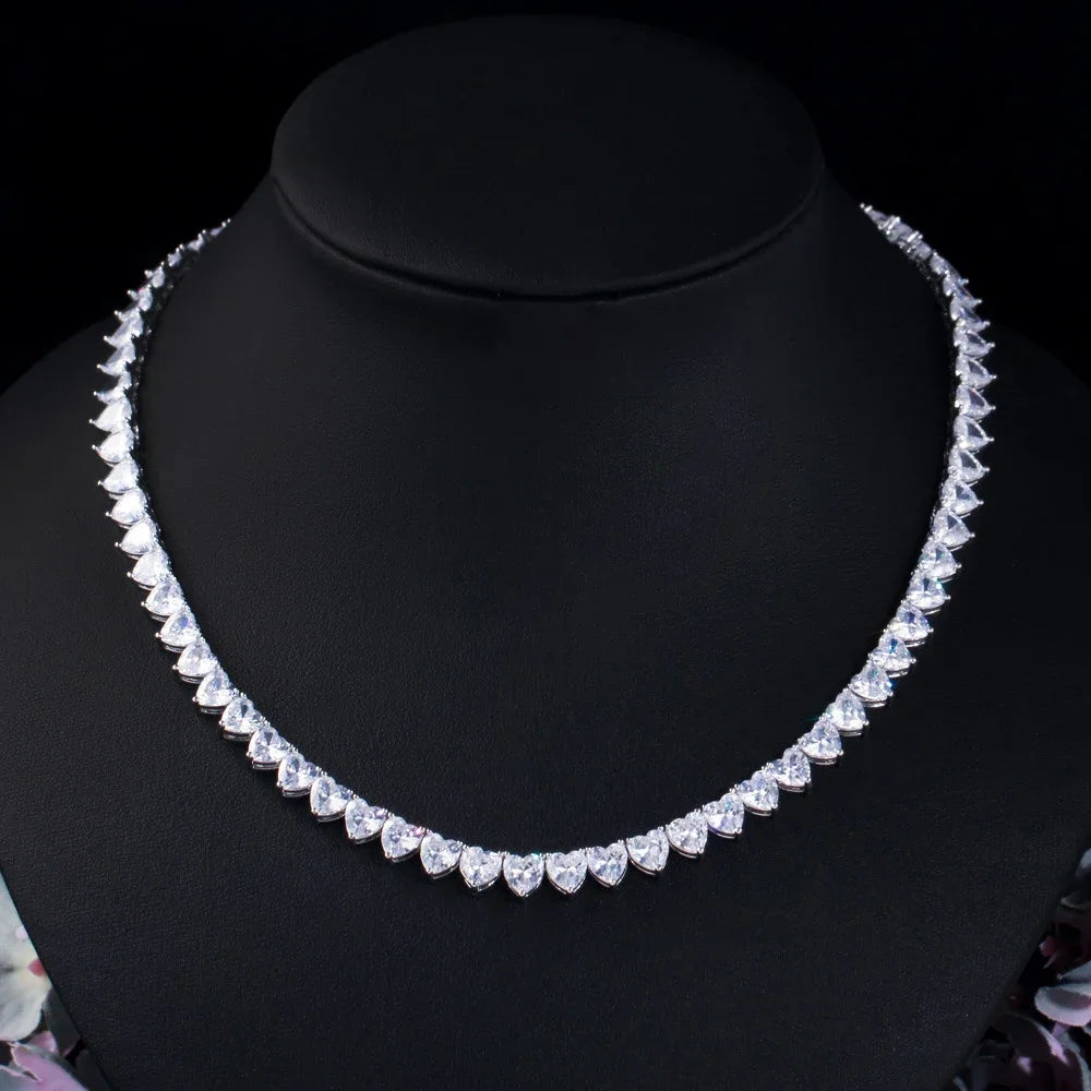 1carat Heart Cut Moissanite Tennis Necklace Bracelet Jewelry Set for Women 925 Silver Diamond Neck Chain Choker with Certificate