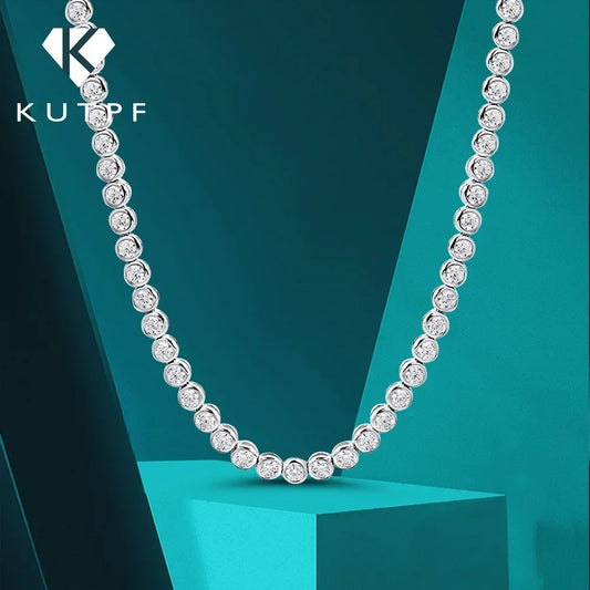 2/3mm Round Bubble Moissanite Tennis Necklace Bracelets Bezel Setting 925 Silver D Color Diamond Neck Chain Chokers for Women