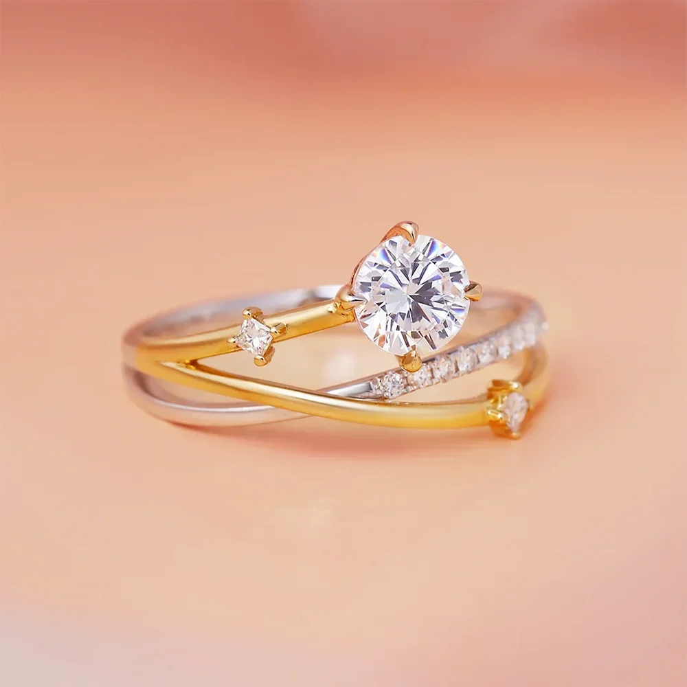 1Carat Real Moissanite Diamond Engagement rings With Certificate S925 Silver Shooting Star Wedding Ring for Women Fine Jewelry