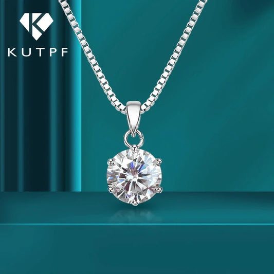 2CT Moissanite Diamond Pendant Necklace for Women 925 Sterling Silver D Color VVSI Clarity Solitaire Diamond Neckchain with GRA