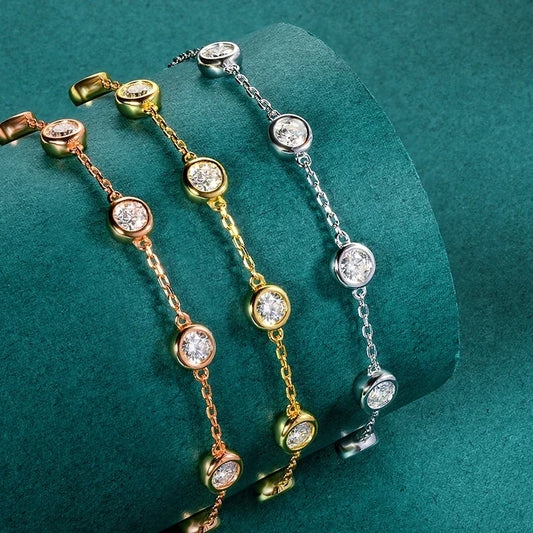 2.4 Carat 4mm Classic Bubble Moissanite Bracelets 925 Sterling Silver Round Cut Tennis Diamond Bracelet with GRA for Women KUTPF