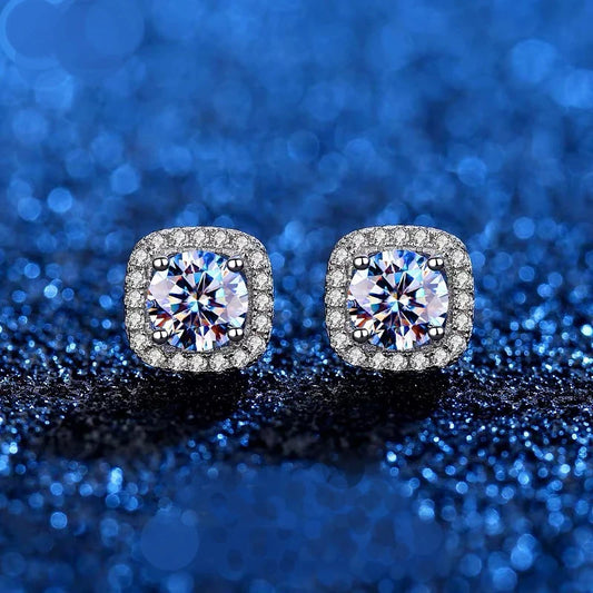 GRA Luxury Female S925 Silver Crystal Fashion Zircon Stone Earrings For Women Quality Jewelry Gift With Box Double Stud Earrings